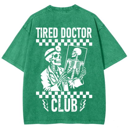 Tired Doctor Club Unisex Fit Washed T-Shirt