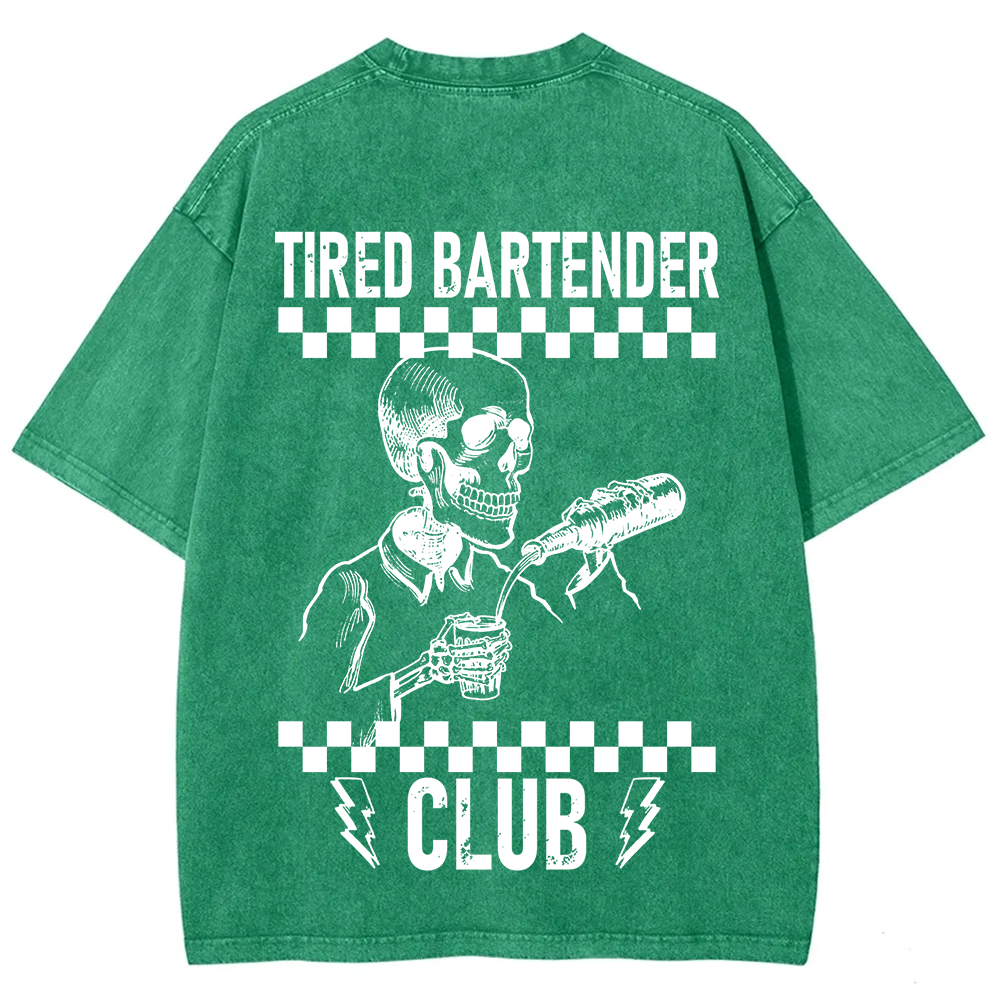 Tired Bartender Club Unisex Fit Washed T-Shirt?