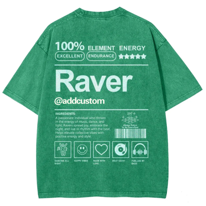 Addcustom Raver Unisex Fit Washed T-Shirt wearishow