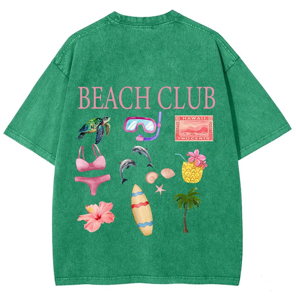Beach Club Unisex Fit Washed T-Shirt