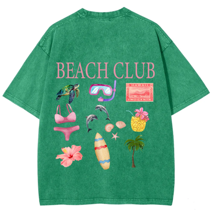 Beach Club Unisex Fit Washed T-Shirt