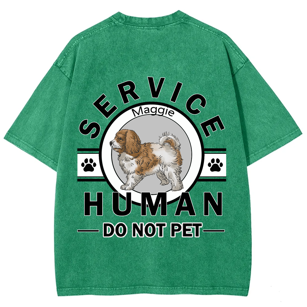 Service Human, Do Not Pet - Personalized Custom Unisex  Washed T-shirt