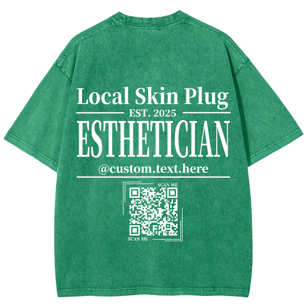 Esthetician Addcustom QR Code Name Unisex Fit Washed T-Shirt