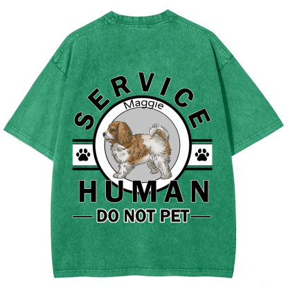 Service Human, Do Not Pet - Personalized Custom Unisex  Washed T-shirt