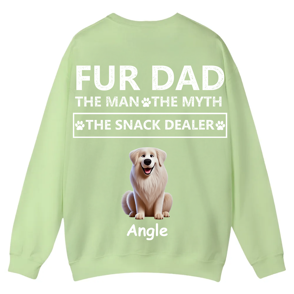 Fur Dad The Man The Myth The Snack Dealer - Personalized Custom Unisex Casual Crewneck Sweatshirt