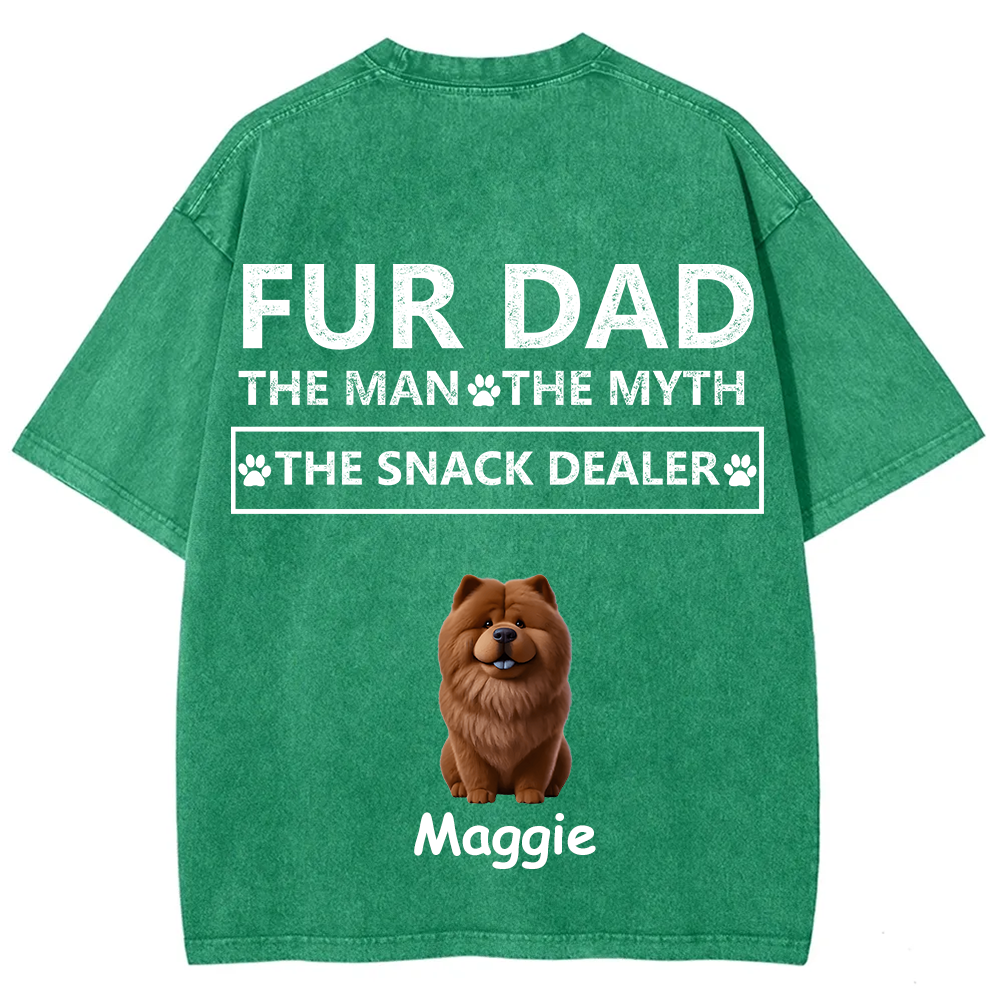 Fur Dad The Man The Myth The Snack Dealer - Personalized Custom Unisex  Washed T-shirt