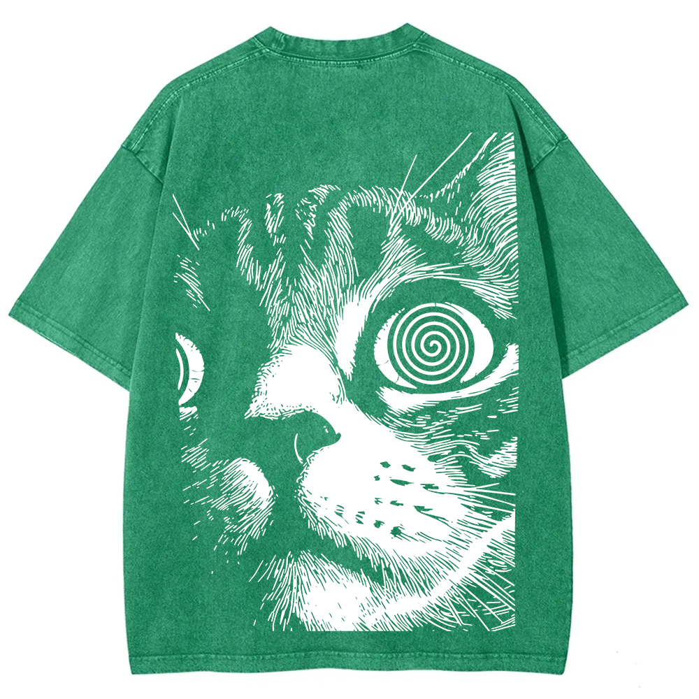 Psychedelic Cat Graphic Print t-Shirt