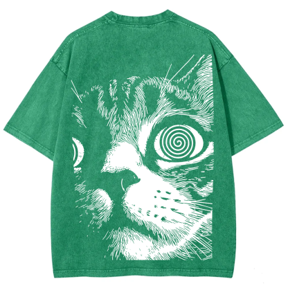 Psychedelic Cat Graphic Print t-Shirt