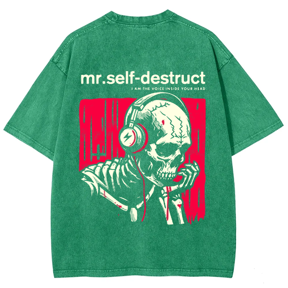Unisex Washed Nine Inch Nails Mr Self Destruct Music t-Shirt