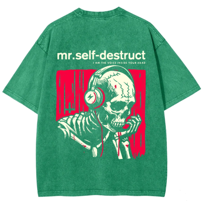 Unisex Washed Nine Inch Nails Mr Self Destruct Music t-Shirt