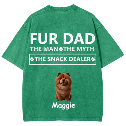 Fur Dad The Man The Myth The Snack Dealer - Personalized Custom Unisex  Washed T-shirt