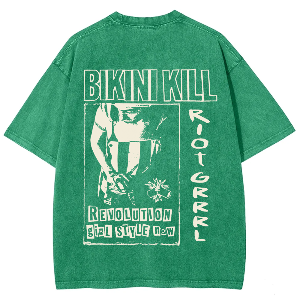 Unisex Vintage Washed Bikini Kill Rock Band t-Shirt