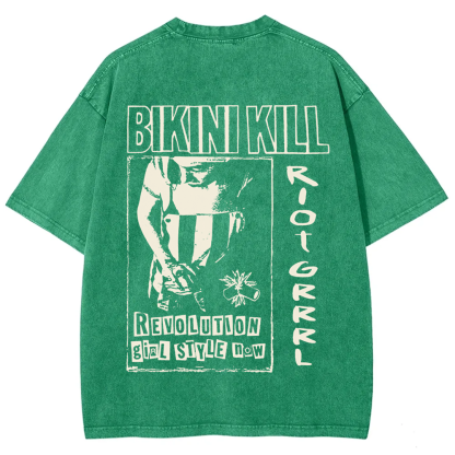 Unisex Vintage Washed Bikini Kill Rock Band t-Shirt