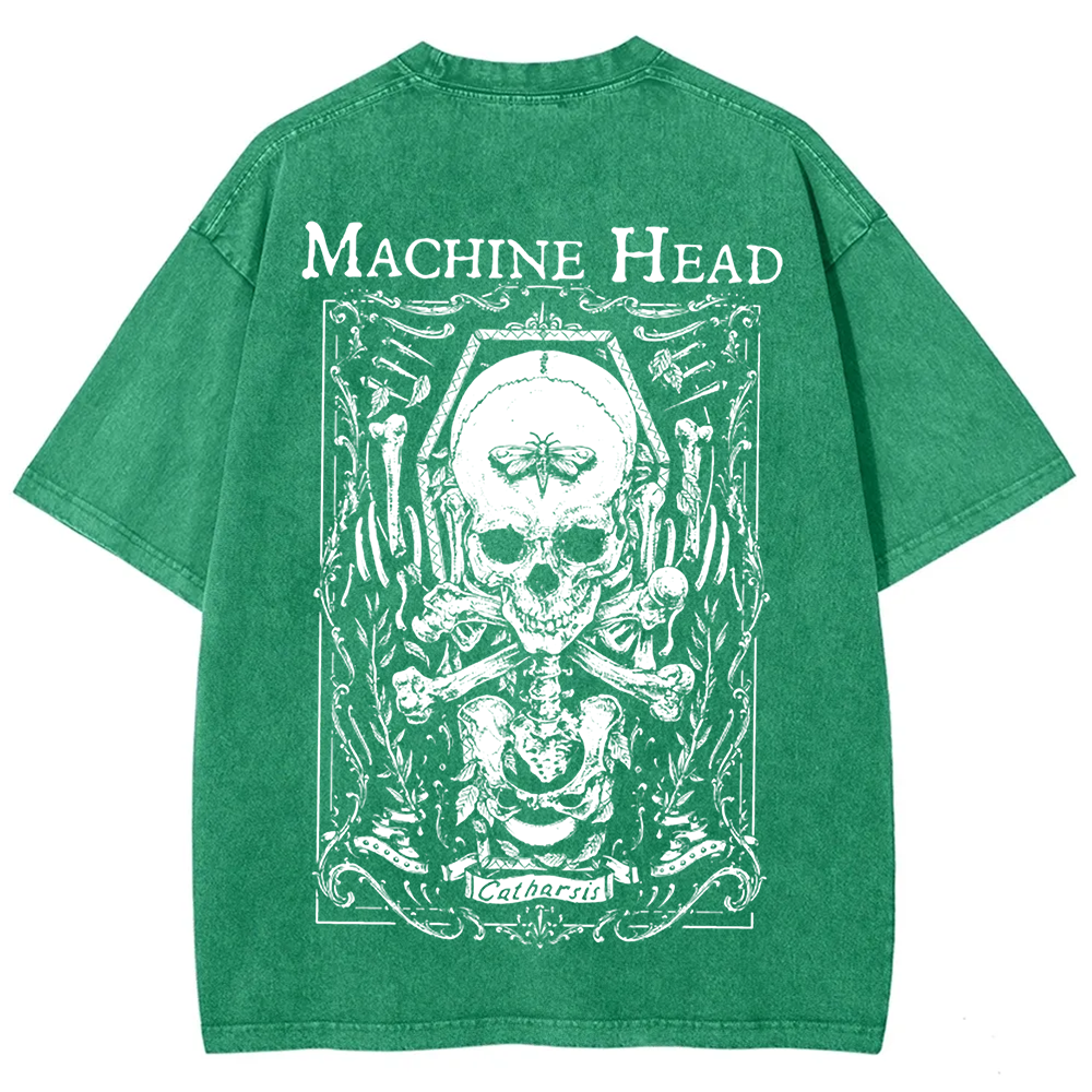 Unisex Vintage Washed Machine Head Band Heavy Meta t-Shirt