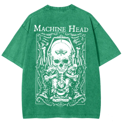 Unisex Vintage Washed Machine Head Band Heavy Meta t-Shirt