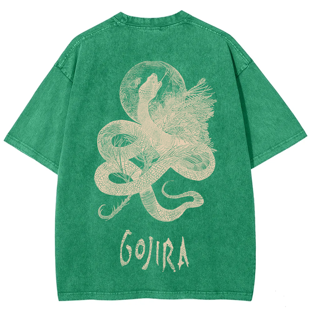 Unisex Vintage Washed Gojira Heavy Metal Band t-Shirt
