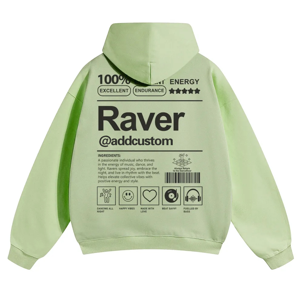 Addcustom Raver Solid Color Hoodie wearishow