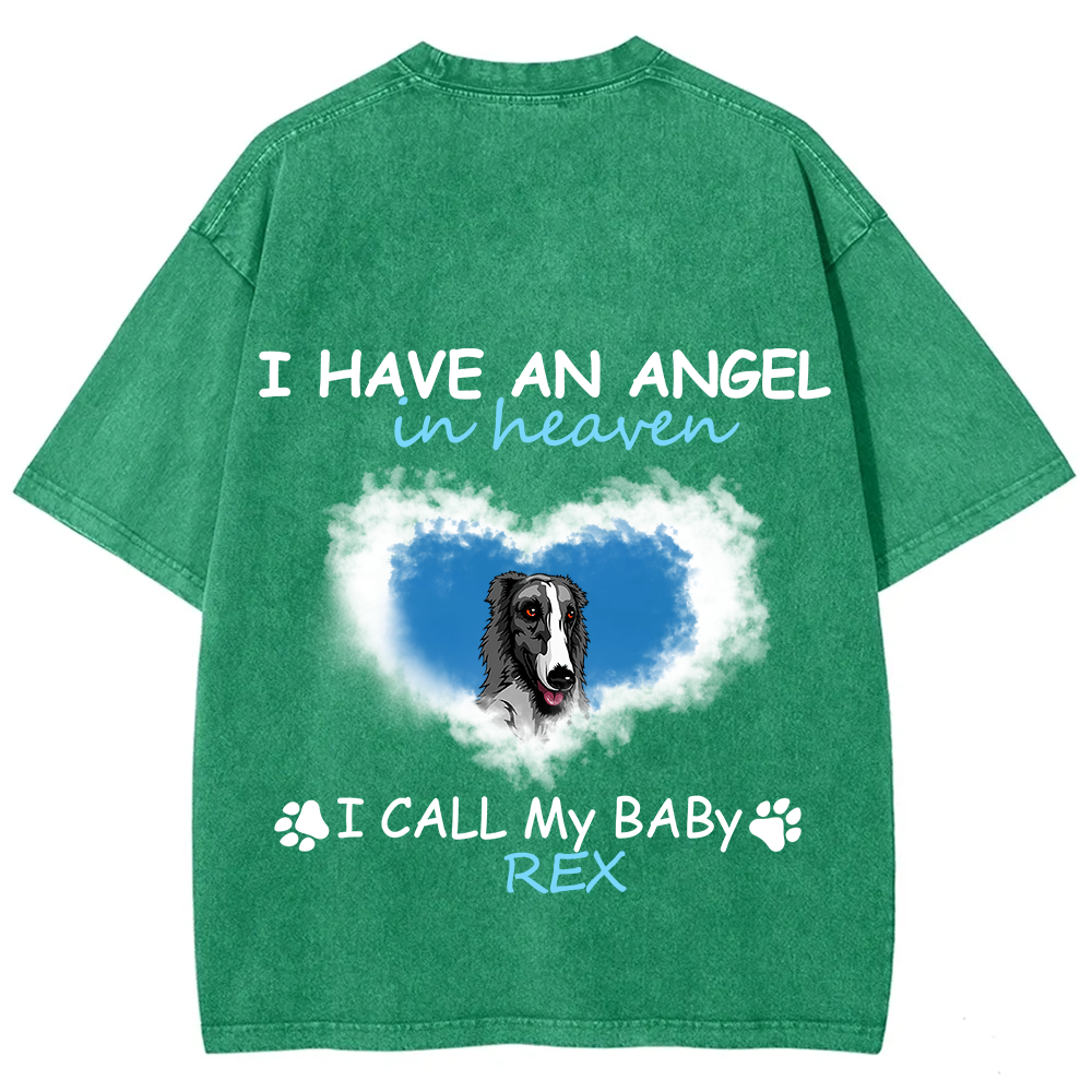 Have An Angel In Heaven - Personalized Custom Unisex Fit Washed T-Shirt wearishow