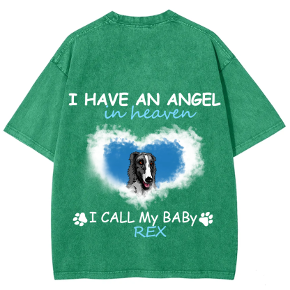 Have An Angel In Heaven - Personalized Custom Unisex Fit Washed T-Shirt wearishow