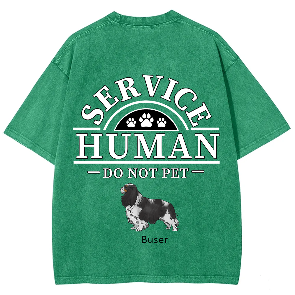 Service Human, Do Not Pet 2 - Personalized Custom Unisex Fit Washed T-Shirt wearishow