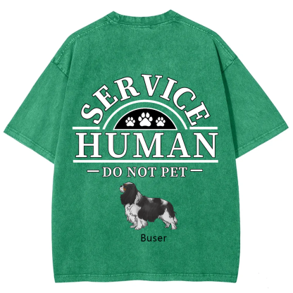 Service Human, Do Not Pet 2 - Personalized Custom Unisex Fit Washed T-Shirt wearishow