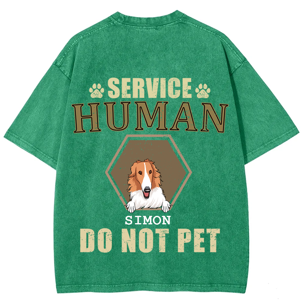 Service Human, Do Not Pet 4 - Personalized Custom Unisex Fit Washed T-Shirt wearishow