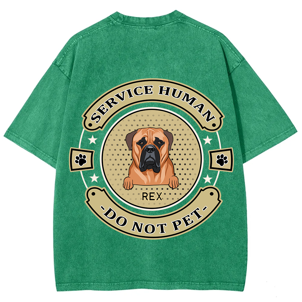 Service Human, Do Not Pet 14- Personalized Custom Unisex Fit Washed T-Shirt wearishow