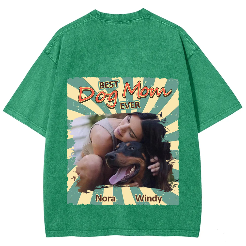 Retro Funny Dog Shirt Photo- Personalized Custom Unisex Fit Washed T-Shirt wearishow