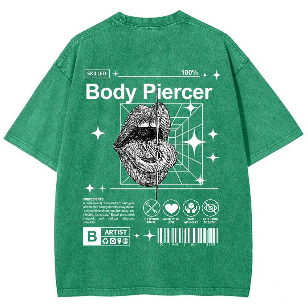 Body Piercer Casual Unisex Fit Washed T-Shirt