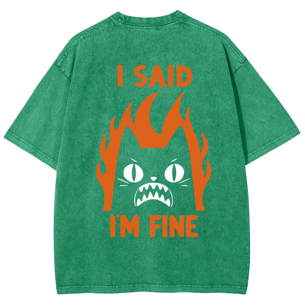 Unisex Vintage I am Fine Cat t-Shirt
