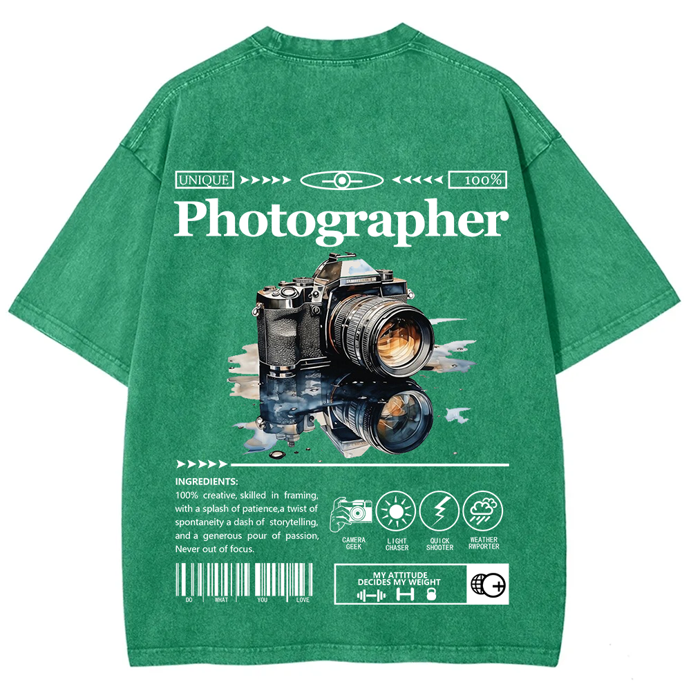 Photographer Unisex Fit Washed T-Shirt