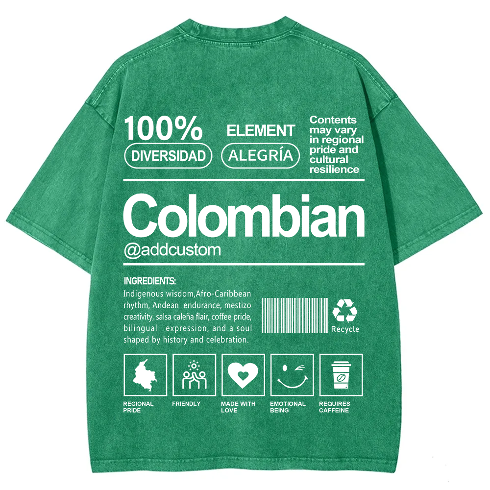 Colombian Addcustom Unisex Fit  Washed T-Shirt