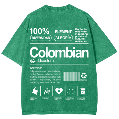 Colombian Addcustom Unisex Fit  Washed T-Shirt