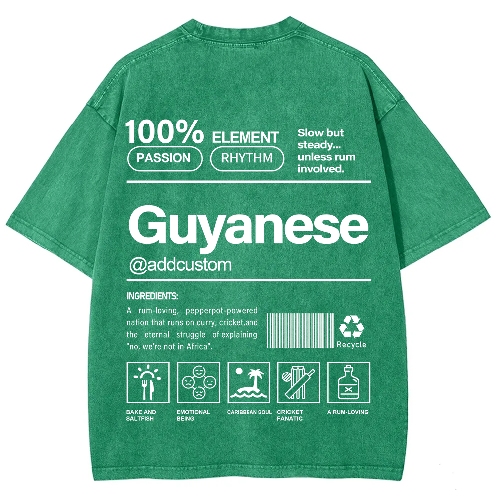 Guyanese Addcustom Unisex Fit  Washed T-Shirt