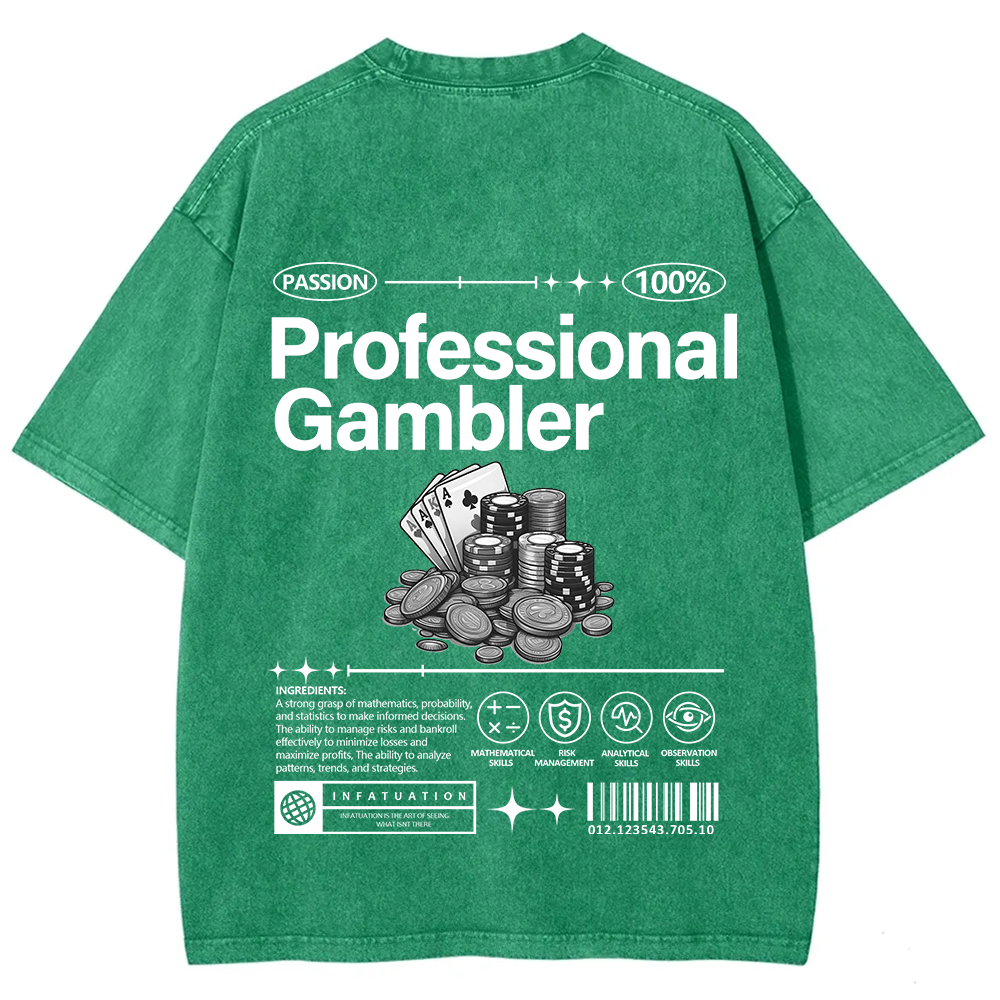 Professional Gambler Unisex Fit Washed T-Shirt