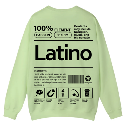Latino Unisex Fit  Casual Crewneck Sweatshirt wearishow