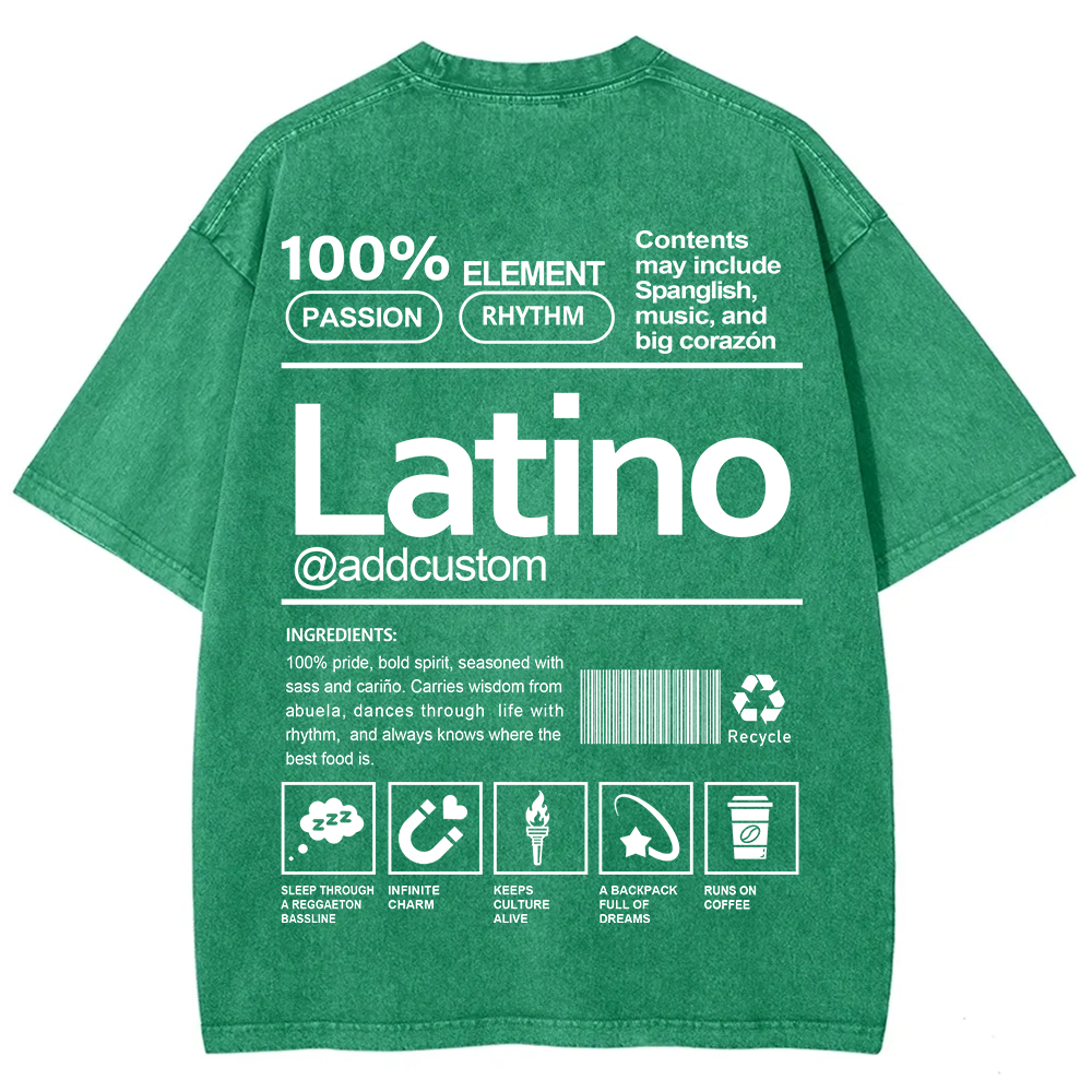 Latino Addcustom Unisex Fit  Washed T-Shirt