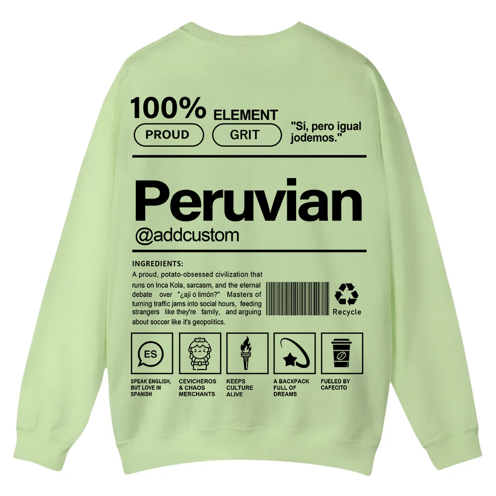 Peruvian Addcustom Unisex Fit  Casual Crewneck Sweatshirt wearishow