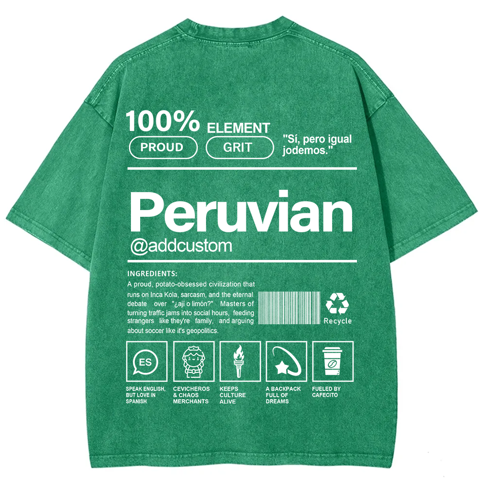 Peruvian Addcustom Unisex Fit  Washed T-Shirt