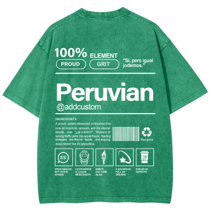 Peruvian Addcustom Unisex Fit  Washed T-Shirt