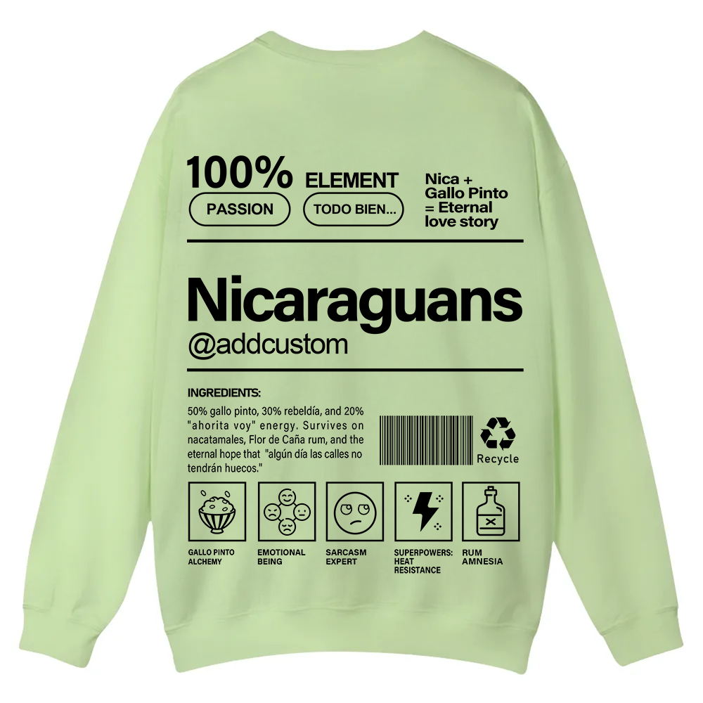Nicaraguans Addcustom Unisex Fit  Casual Crewneck Sweatshirt wearishow