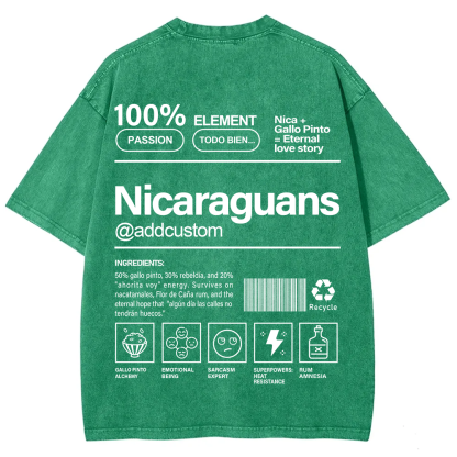 Nicaraguans Addcustom Unisex Fit  Washed T-Shirt