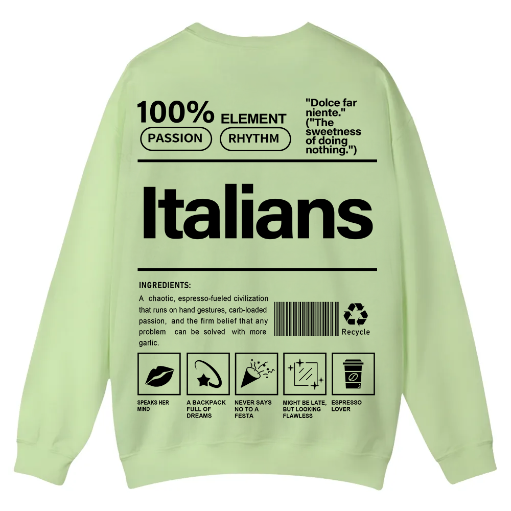Italians Unisex Fit  Casual Crewneck Sweatshirt wearishow
