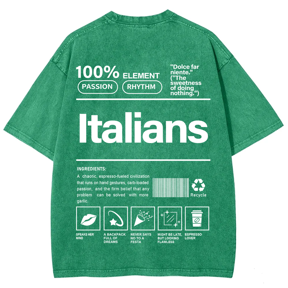 Italians Unisex Fit  Washed T-Shirt
