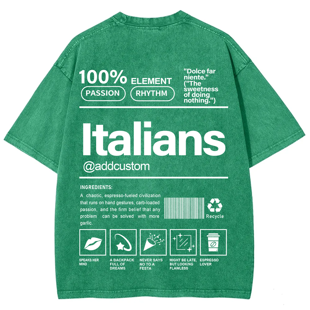 Italians Addcustom Unisex Fit  Washed T-Shirt