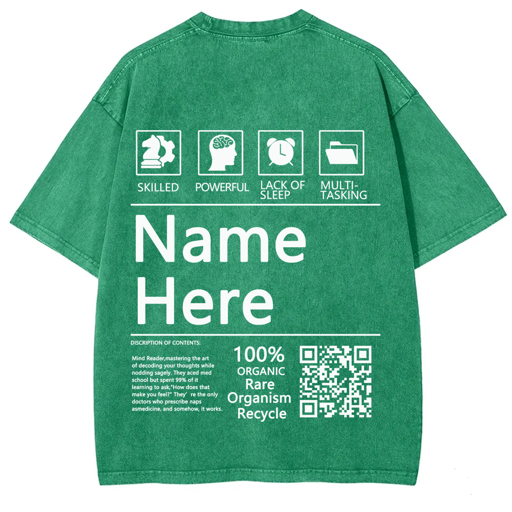 QR Code Customized Unisex Fit Washed T-Shirt
