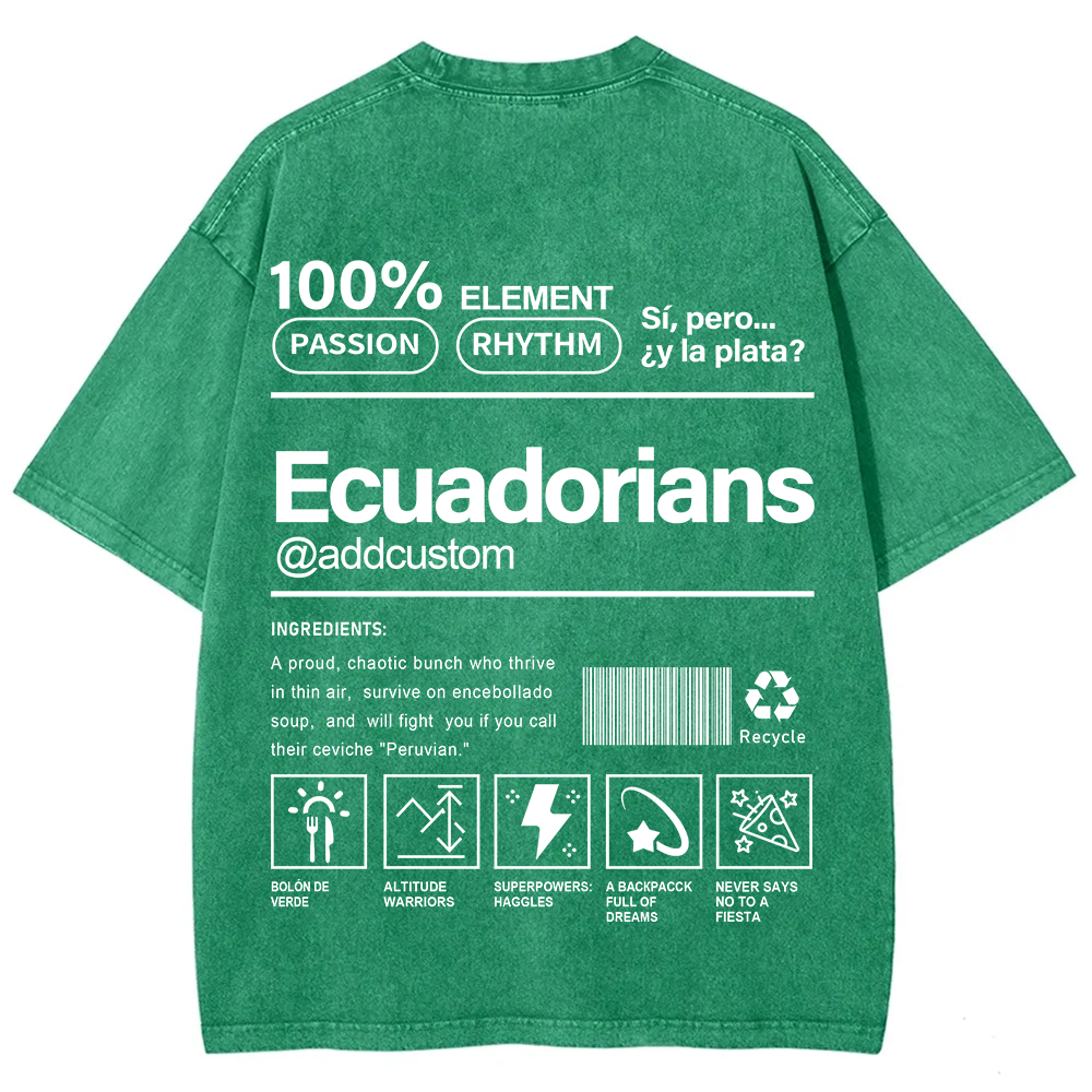 Ecuadorians Addcustom Unisex Fit  Washed T-Shirt