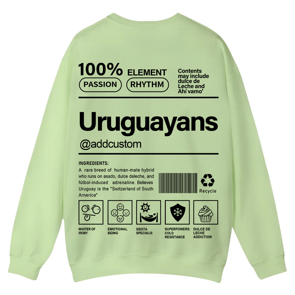 Uruguayans Addcustom Unisex Fit  Casual Crewneck Sweatshirt wearishow