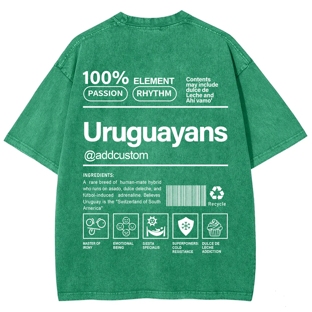 Uruguayans Addcustom Unisex Fit  Washed T-Shirt