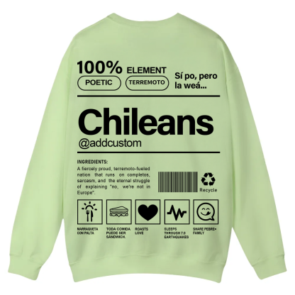 Chileans Addcustom Unisex Fit  Casual Crewneck Sweatshirt wearishow